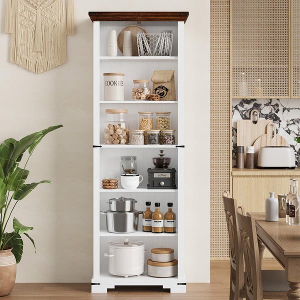 6-Tier Tall Bookshelf with Adjustable Shelves