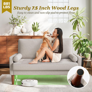 2-Seat Loveseat Sofa with Solid Wood Legs
