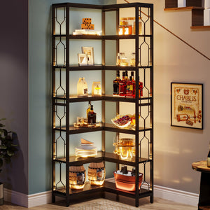 7-Tier Industrial Corner Bookshelf