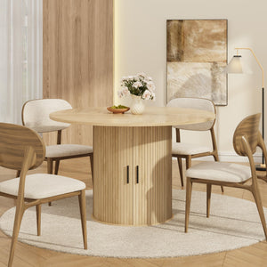 47" Round Dining Table with Storage Shelf & Sliding Door
