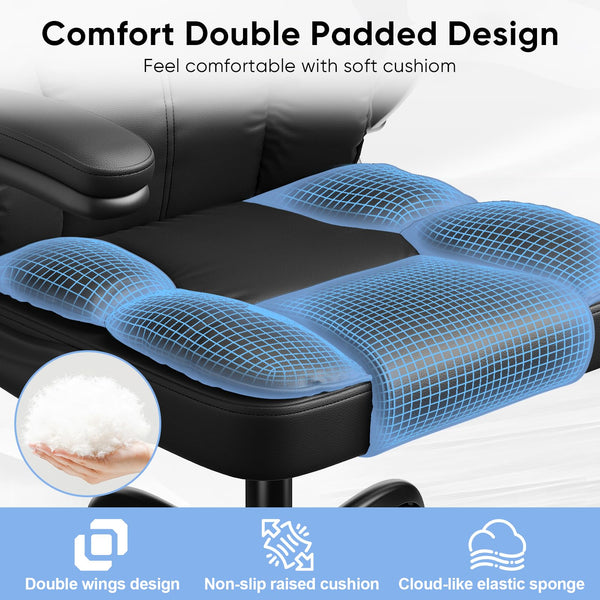 Ergonomic High-Back PU Leather Office Chair with Adjustable Headrest & Flip-Up Arms