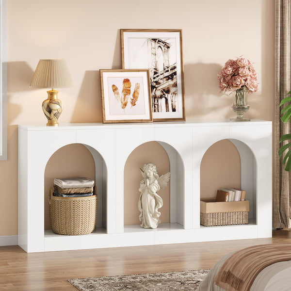 70.9" Console Table with 3 Arched Shelves