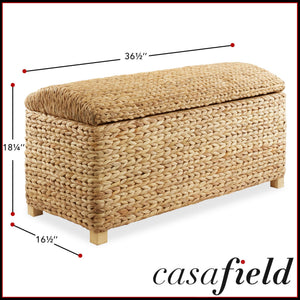 Water Hyacinth Storage Trunk with Curved Lid & Safety Hinge