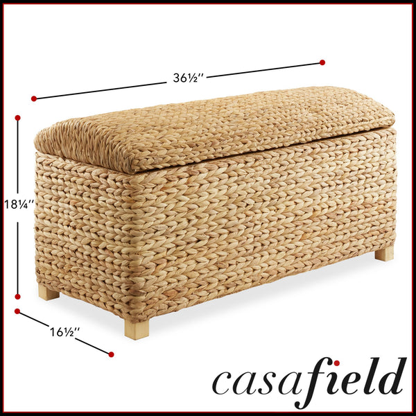 Water Hyacinth Storage Trunk with Curved Lid & Safety Hinge