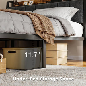 LED Platform Bed Frame with Charging Station & RGB Lighting
