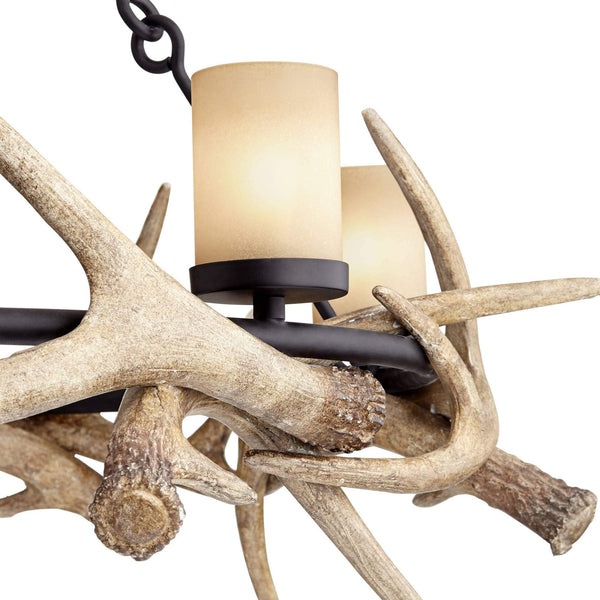 Rustic Antler Chandelier – 6-Light Round Ceiling Fixture