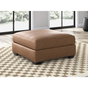 Oversized Faux Leather Accent Ottoman – Light Brown