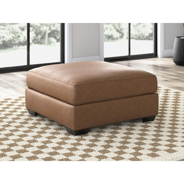 Oversized Faux Leather Accent Ottoman – Light Brown