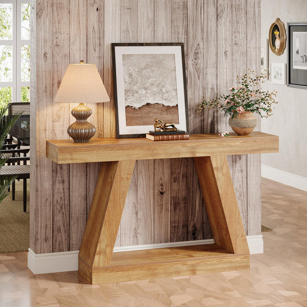 Farmhouse Console Table 55 Inch with Storage
