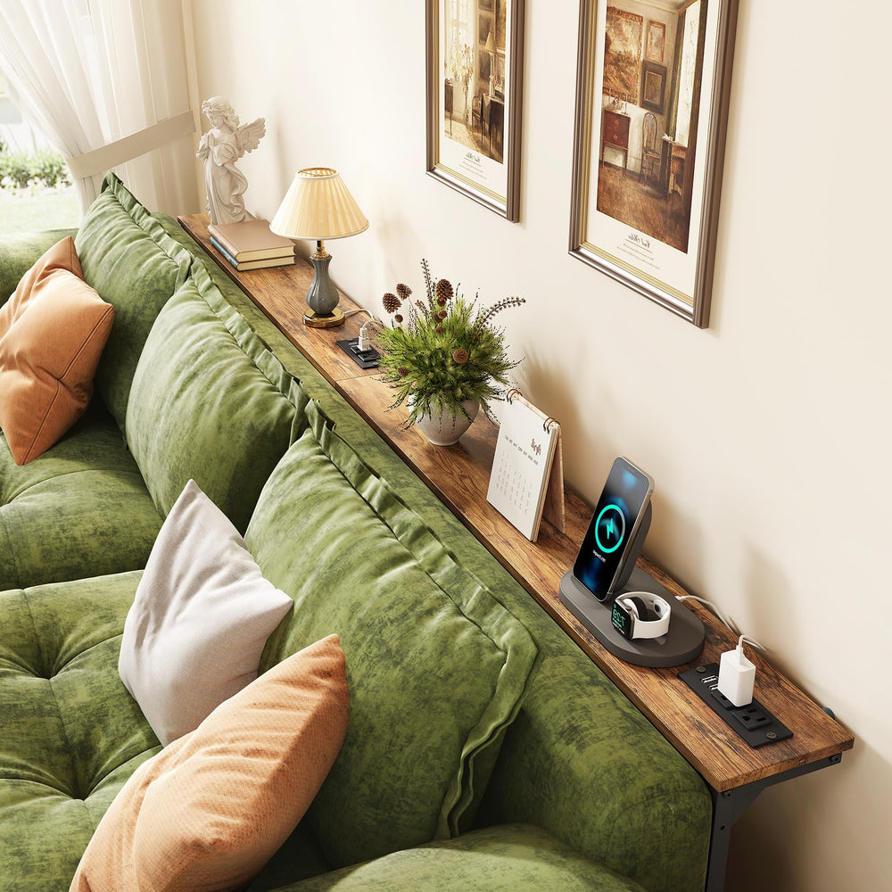 Extra Long Behind Couch Console Table with Power Outlets