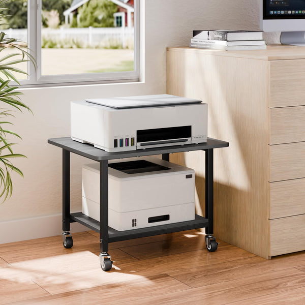 2-Tier Rolling Printer Stand with Lockable Wheels