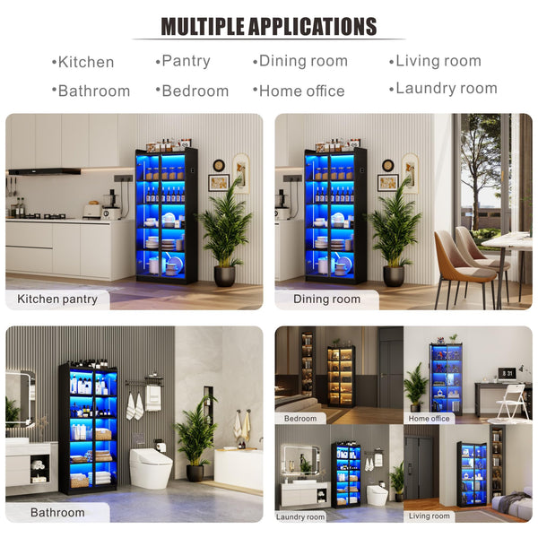 LED Display Cabinet with Adjustable Shelves & Sensor Light