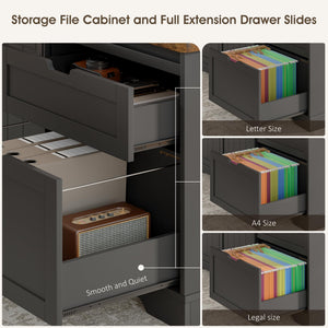 L-Shaped Electric Standing Desk with Storage Cabinet & File Drawer