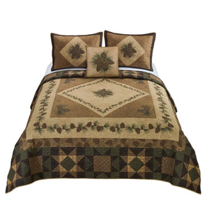 King Quilt Set – Antique Pine Lodge 4-Piece Bedding Set