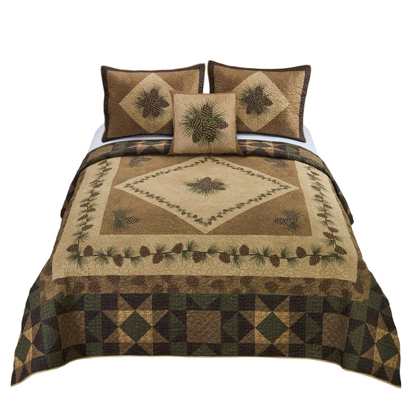 King Quilt Set – Antique Pine Lodge 4-Piece Bedding Set