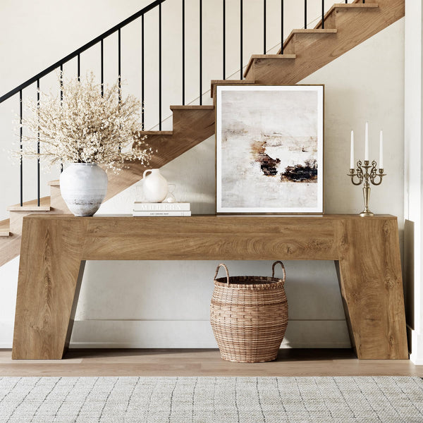 78" Sofa Console Table – Natural Oak