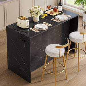 Kitchen Island with Storage Cabinets, Drawers & Power Outlet