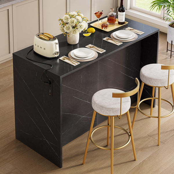Kitchen Island with Storage Cabinets, Drawers & Power Outlet
