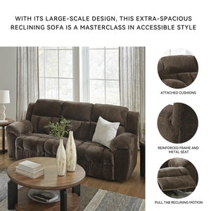 Manual Reclining Sofa – Polyester Upholstery, Pull Tab