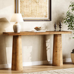 63-Inch Solid Wood Console Table – Farmhouse Entryway & Sofa Table