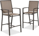 Outdoor Bar Stools Set of 2 – All-Weather Mesh with Armrest