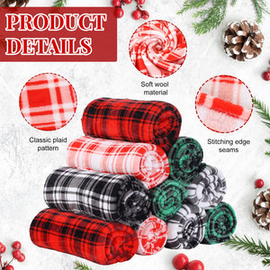 Christmas Buffalo Plaid Flannel Throw Blankets – 32-Pack, 60x50 Inches, Multicolor