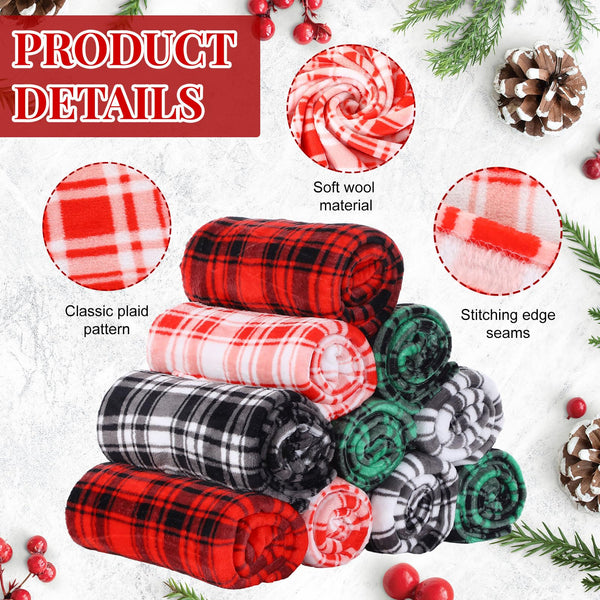 Christmas Buffalo Plaid Flannel Throw Blankets – 32-Pack, 60x50 Inches, Multicolor