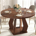 IBF Black Round Dining Table for 4-6, 47 Inch Kitchen Table with Spacious Tabletop Modern Circle Dining Table, Wood Dinner Table Pedestal Base for Dining Room, Kitchen,Living Room,Office