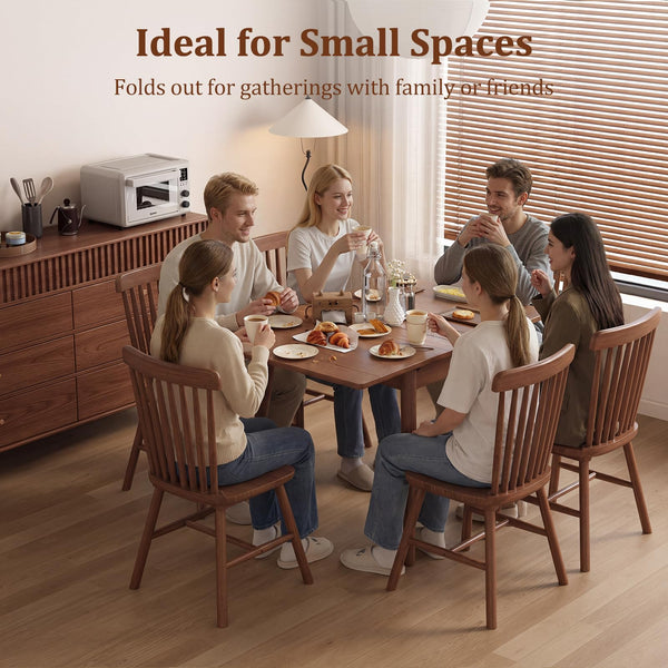 Expandable Solid Wood Dining Table for 2–6