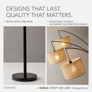 Triple Shade Arc Floor Lamp
