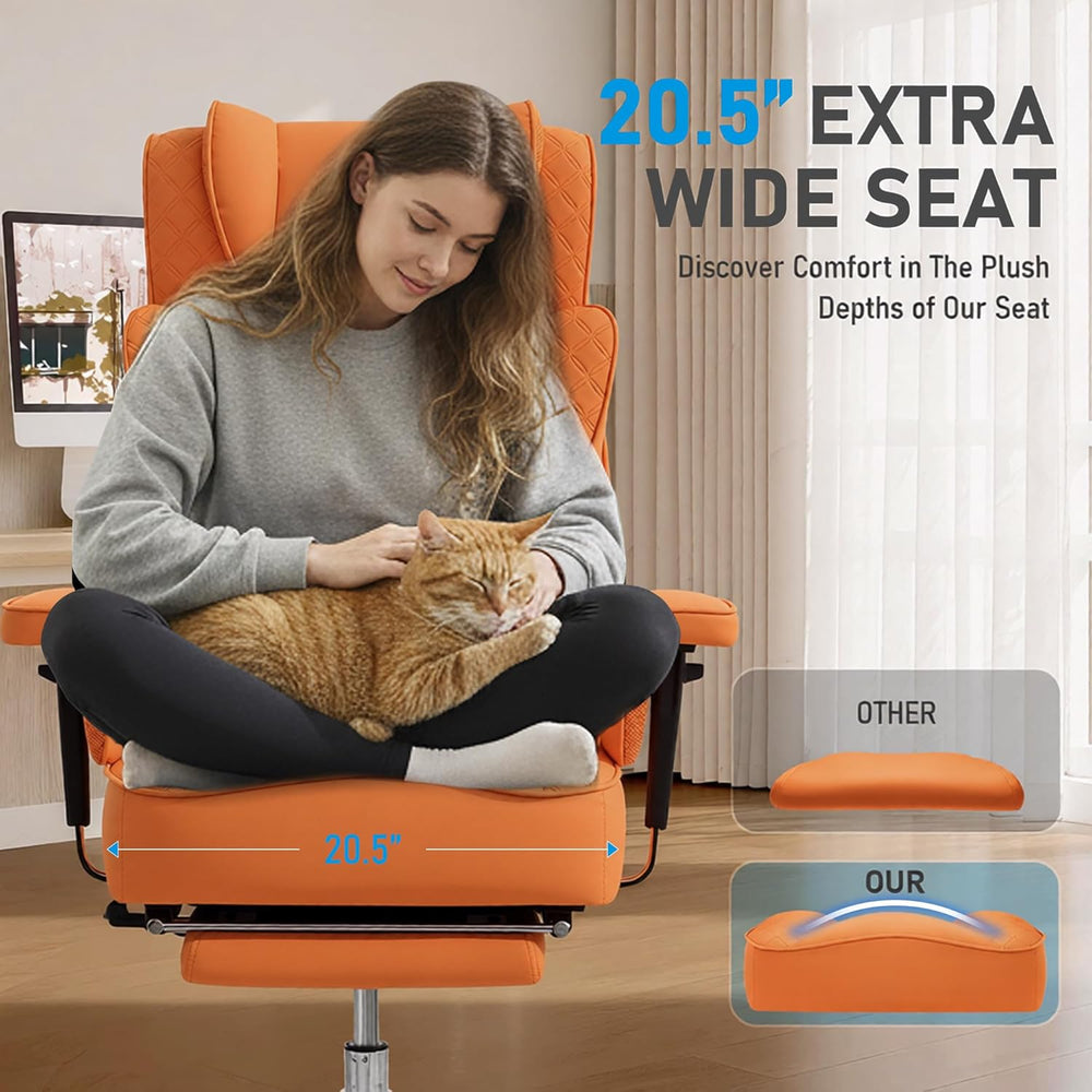 Big and Tall Ergonomic Reclining Office Chair with Footrest