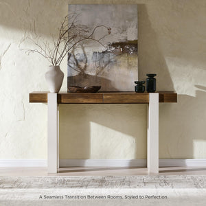 63-Inch Farmhouse Console Table with 2 Drawers