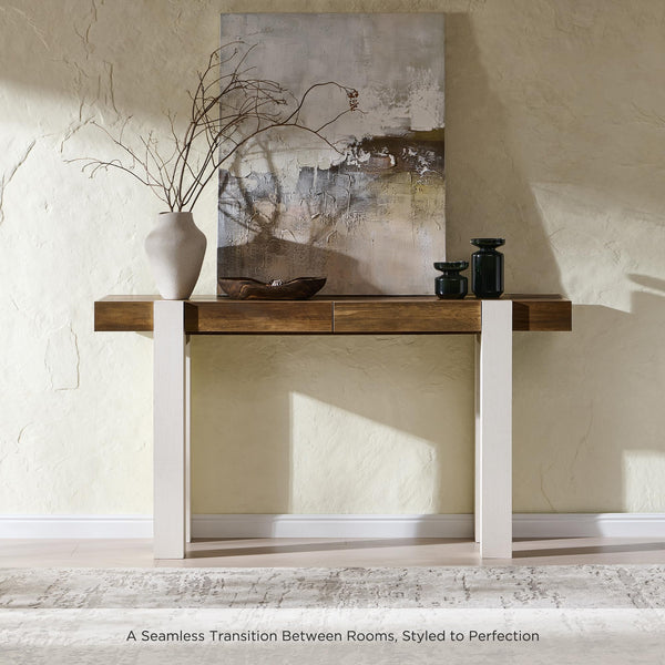 63-Inch Farmhouse Console Table with 2 Drawers