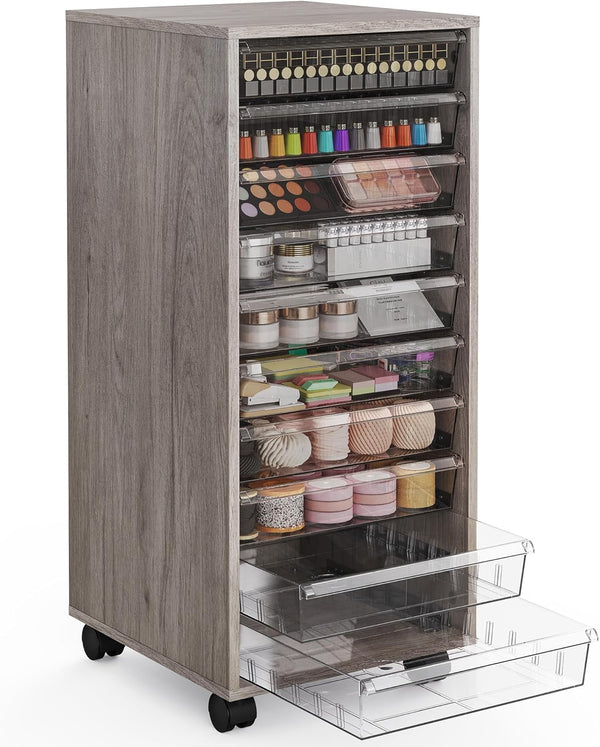 10-Drawer Rolling Storage Cart with Clear Drawers