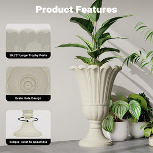 Tall Planters for Outdoor Plants Set of 2 with Drainage Holes