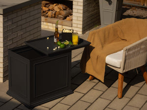 2-in-1 Outdoor Side Table with Storage Tray