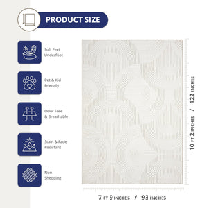 Cream Geometric Area Rug – Modern Semi-Circle Pattern