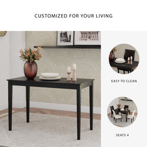 Almost Black Rectangular Dining Table – Seats 6, Wood & Veneer