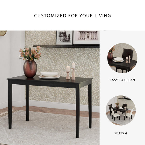 Almost Black Rectangular Dining Table – Seats 6, Wood & Veneer