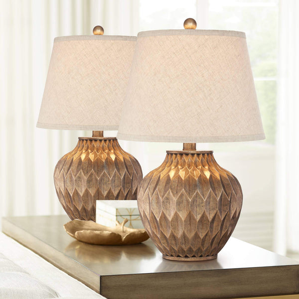 Bronze Urn Accent Table Lamp with Drum Shade
