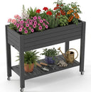 Raised Garden Bed with Wheels, Storage Shelf & Water Level Monitor