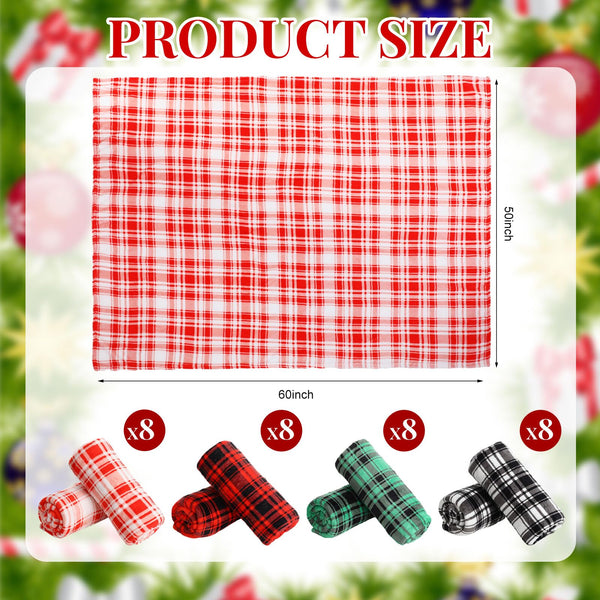 Christmas Buffalo Plaid Flannel Throw Blankets – 32-Pack, 60x50 Inches, Multicolor