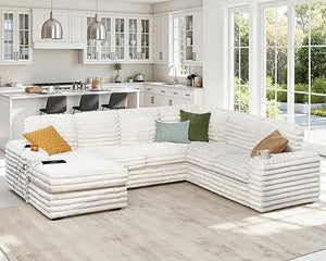 U-Shaped Sectional Sofa with Storage Chaise & Charging Ports