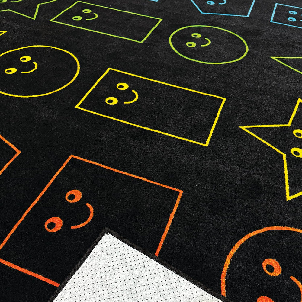 Kids Classroom Rug – Smiley Face Nylon Area Rug, 7'8" x 12'