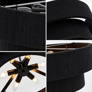 Woven Rattan Boho Chandelier Pendant Light – 6-Light Dimmable, Adjustable, UL Listed
