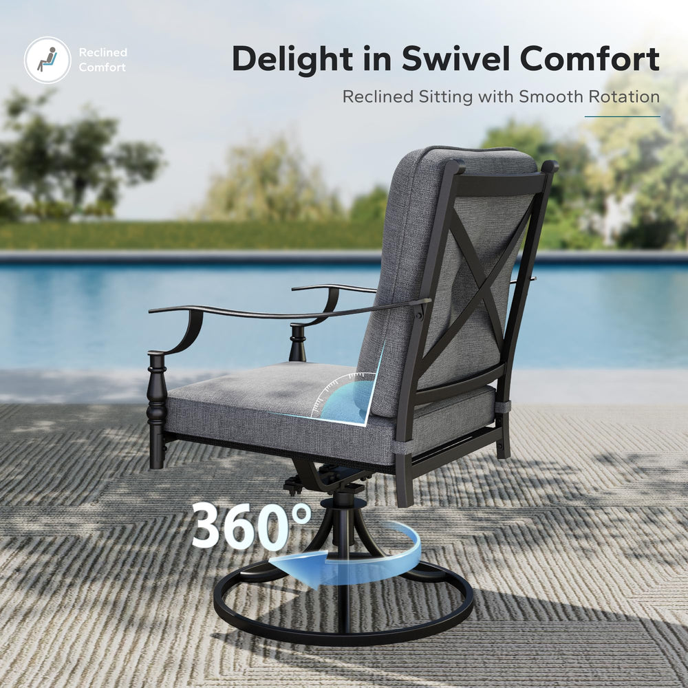 Round Patio Dining Set with Swivel Chairs