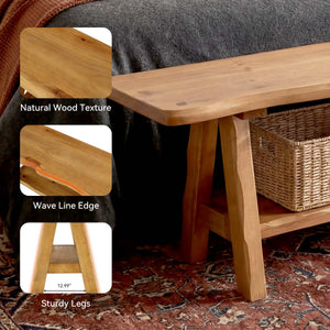 55-Inch Solid Wood Entryway Bench