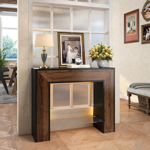 LED Console Table with Storage – Narrow Entryway Sofa Table