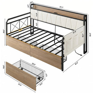 Twin Daybed with Storage Drawers & Charging Station