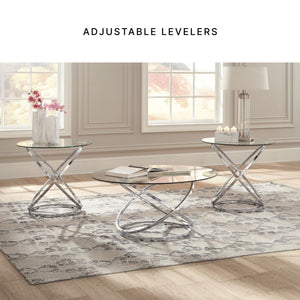 Chrome Round 3-Piece Coffee Table and End Table Set